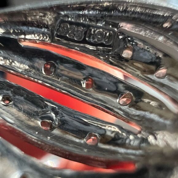 Sterling Silver and Diamond Sliced Heart Necklace Signed HOU - Picture 4 of 9